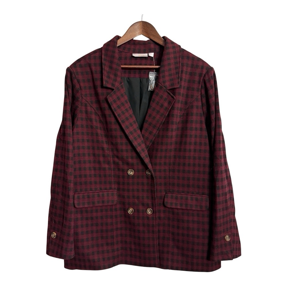 NWOT Belle Kim Gravel blazer women's XL buffalo check plaid menswear career work